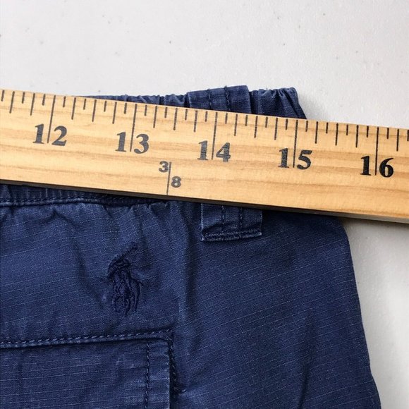 Ralph Lauren Ripstop Cargo Shorts Youth Boys 20 Blue Pony Pockets Elastic Hiking - Picture 5 of 16